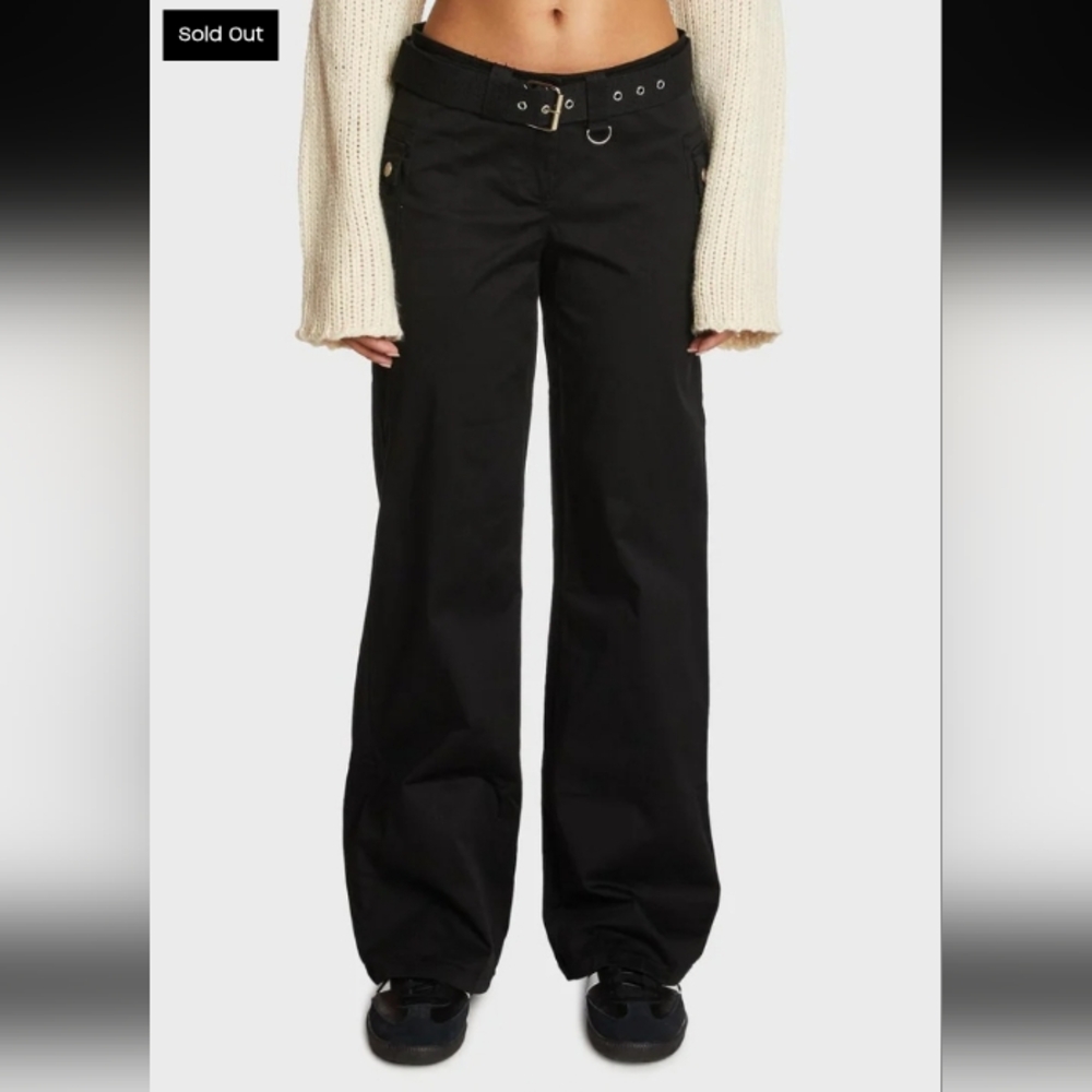 Edikted Black Wide-Leg Cargo Pants With Belt 🖤